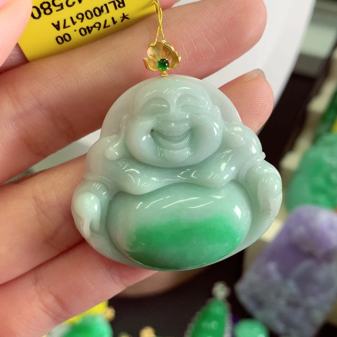 翡翠18K金镶嵌吊坠(不含链)