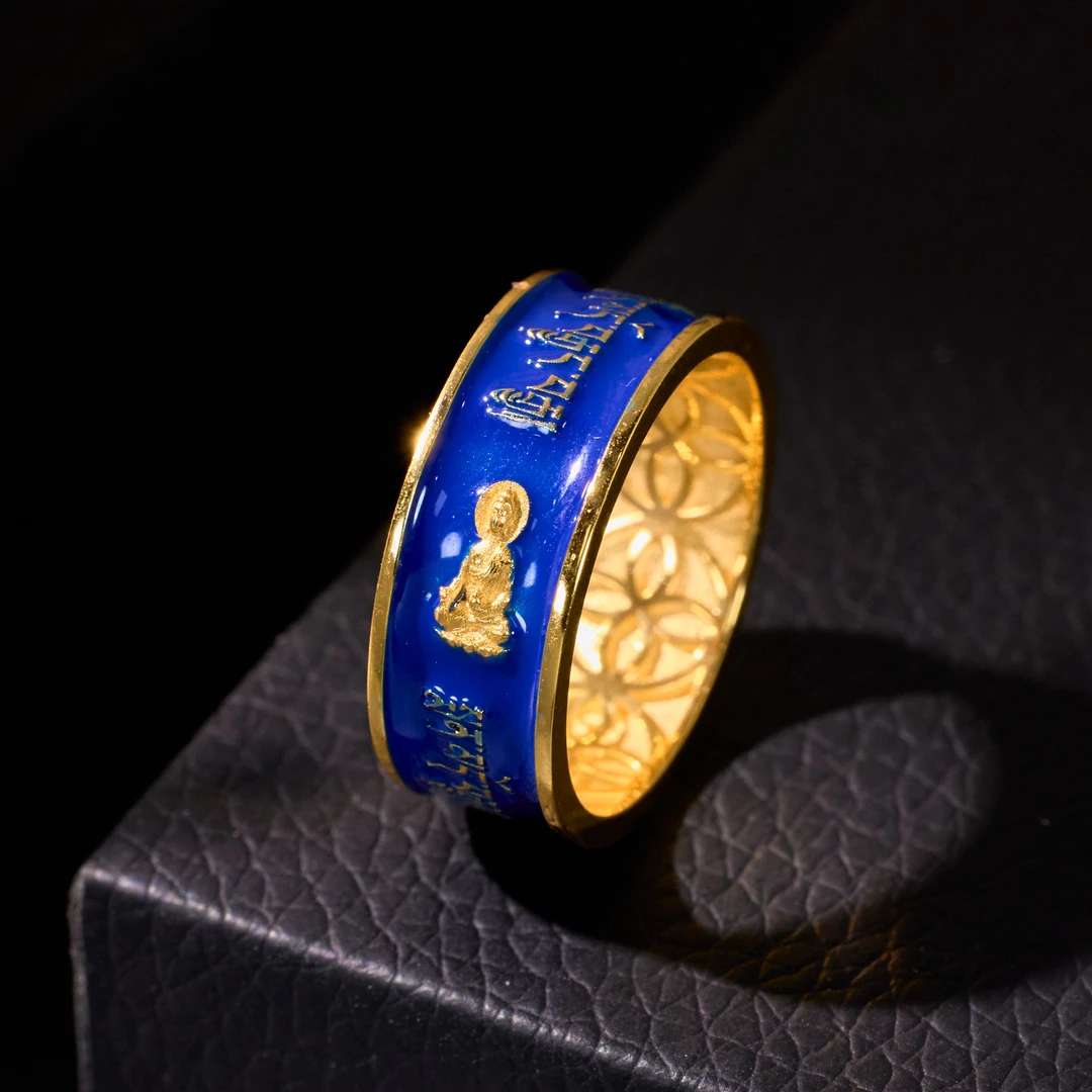 【歪歪】（素金）药师佛戒指*18K金镶嵌（多样性发一）X-S9569