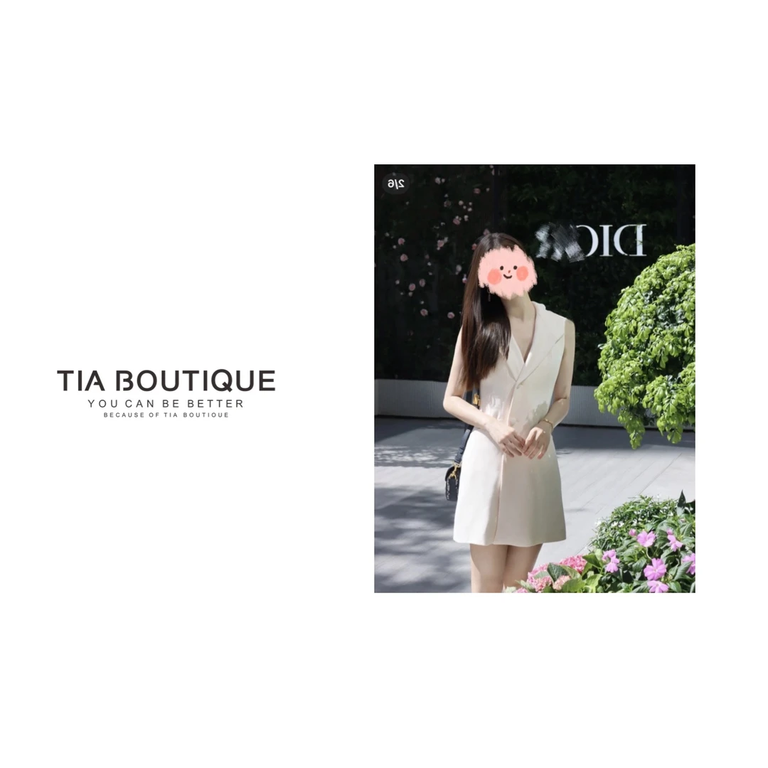 【蒙田伊丽莎白】经典之王D蒙田法式裁无袖西服领马甲连衣裙QZ0065