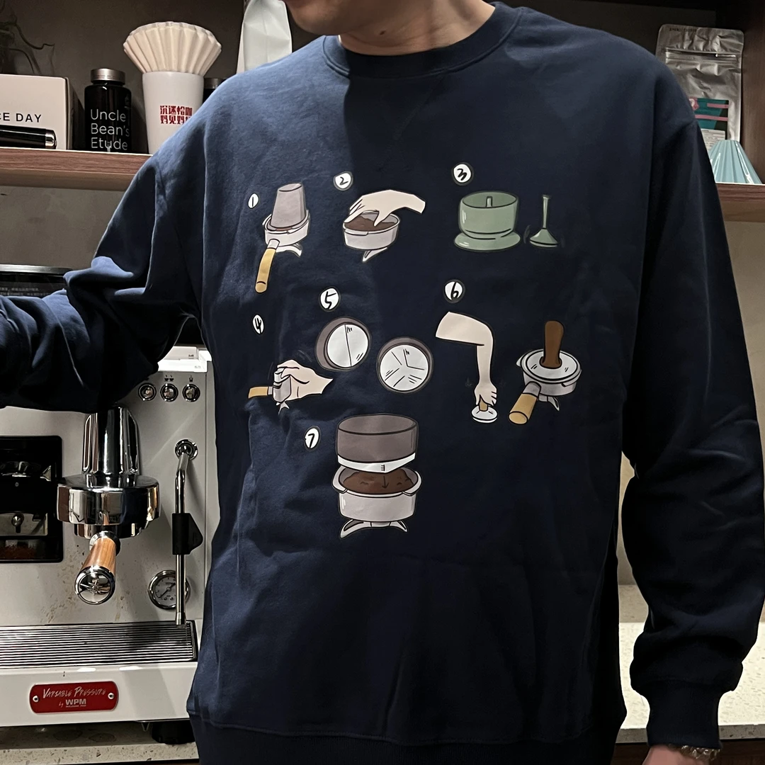 咖啡爱好者的1000件走心礼物380克意式咖啡制作手绘深蓝色卫衣