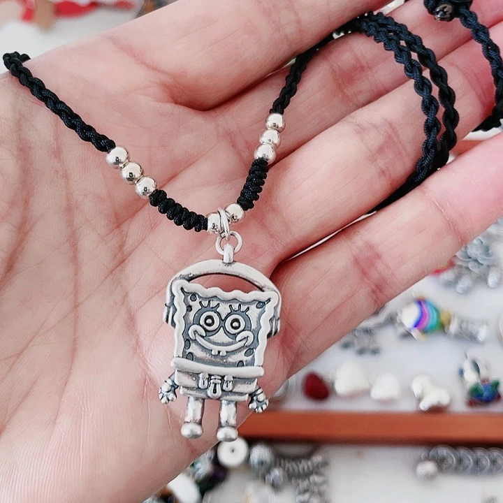 珐琅吊坠足银海绵宝宝