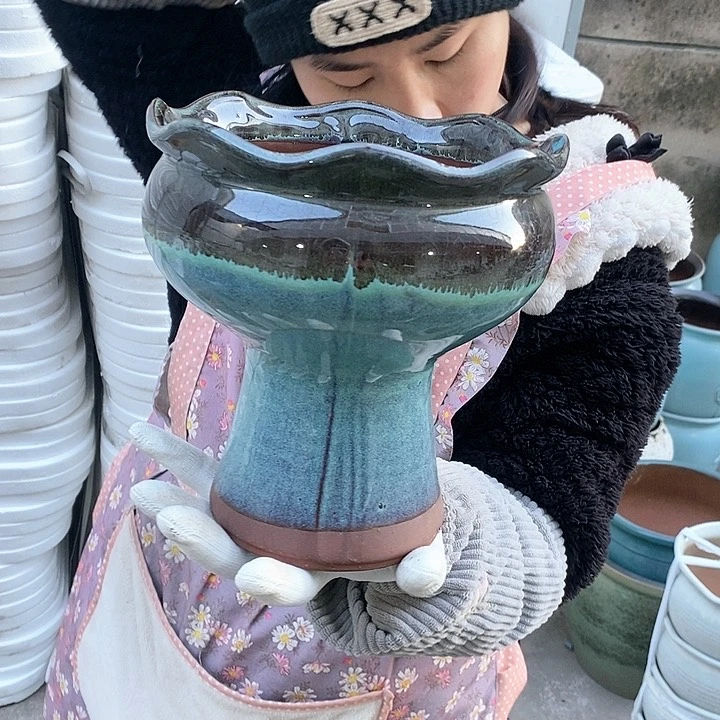 紫砂花盆瑕疵口19高21