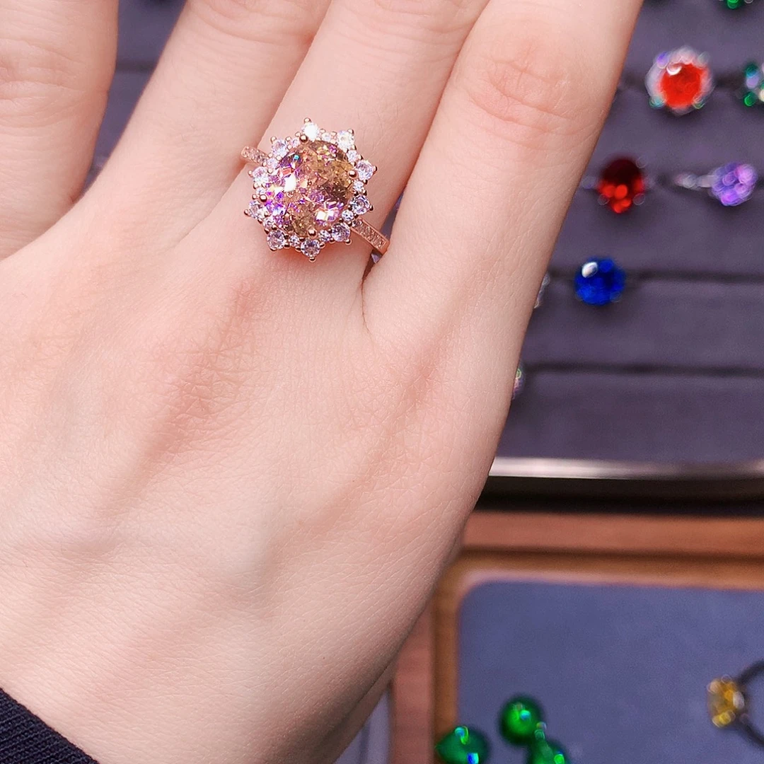 银S925镶嵌戒指碧玺