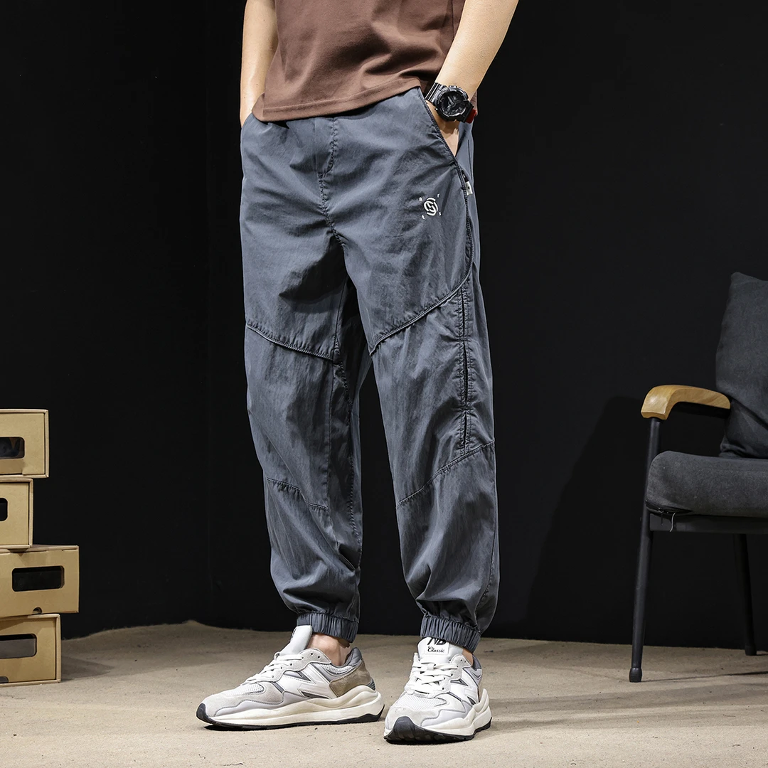 U&PURA冰感顺滑休闲裤2025新款春夏宽松哈伦束脚男士高端薄款裤子