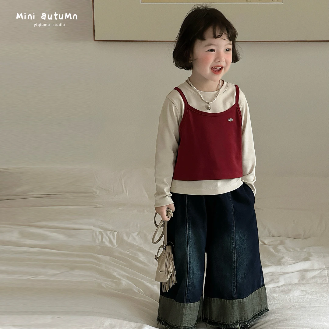 现货「MINI AUTUMN」【玖喜】云柔双面女小童长袖假两件T恤BQ53155