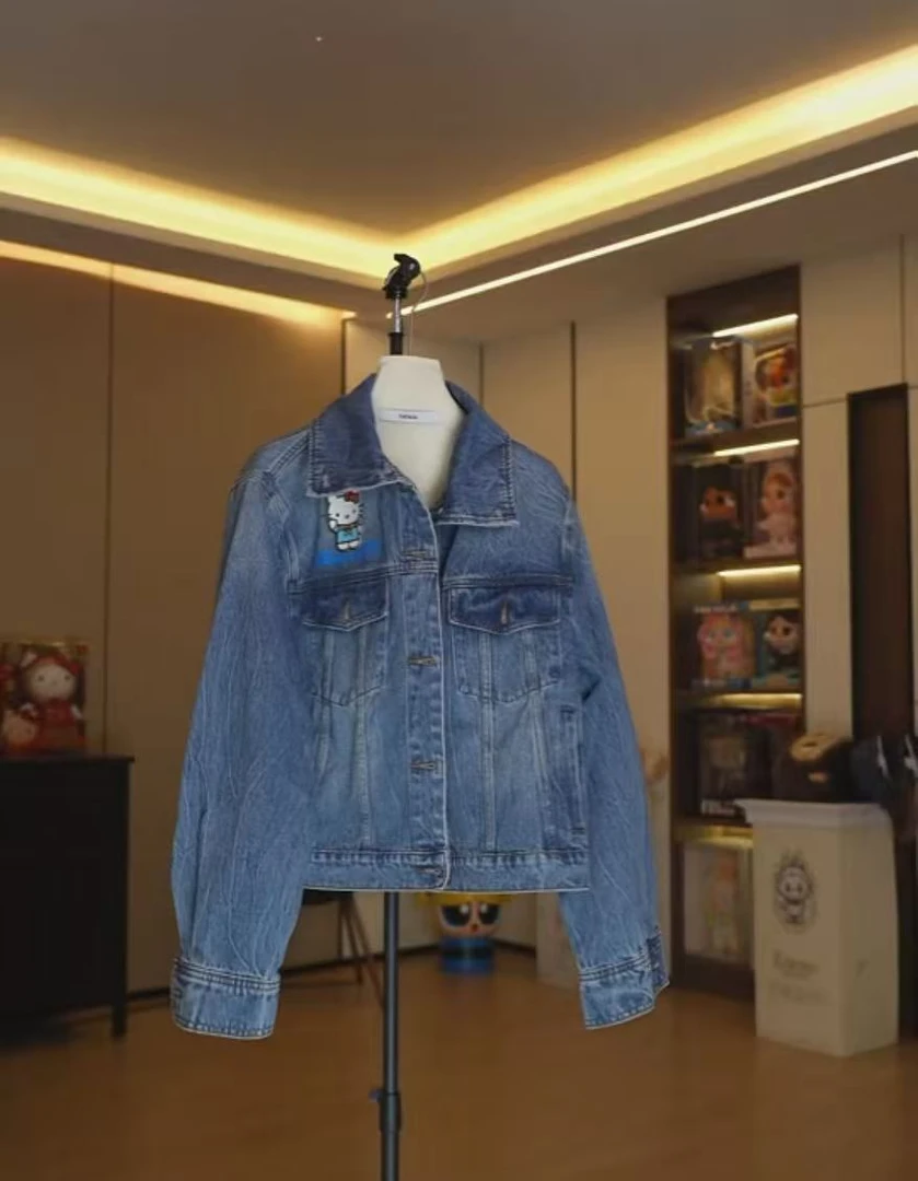 【劉發發】U092【Kitty牛仔外套】秋款外套中长款宽松洋气时尚百搭