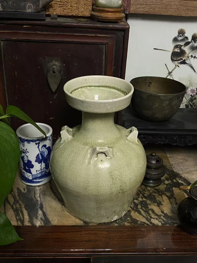 精选洪州窑青釉四系盘口壶
