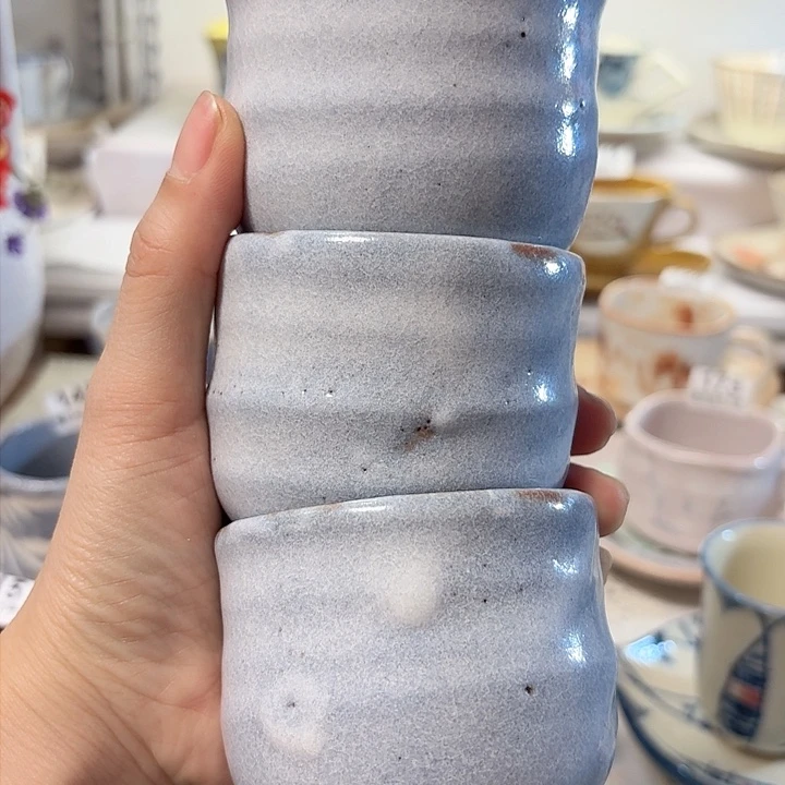 瓷片美*三只制冶的咖啡杯