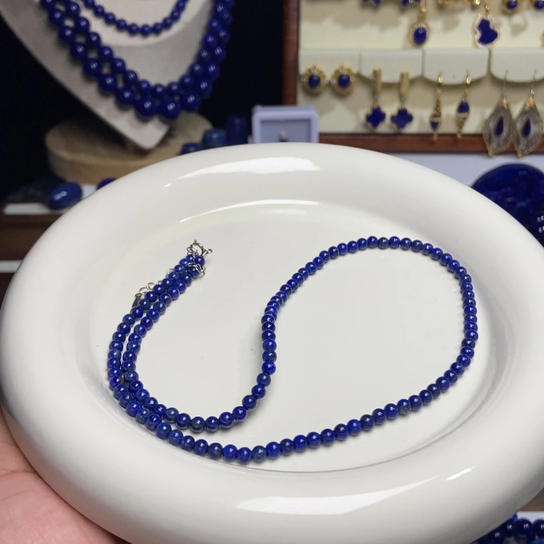 青金石银S925镶嵌福利 锁骨链 45cm3+