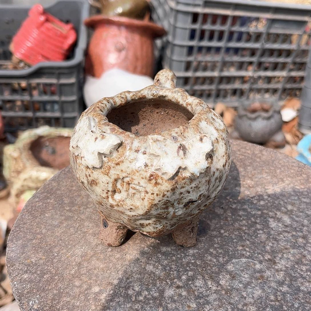 泥塑古镇炻陶花盆