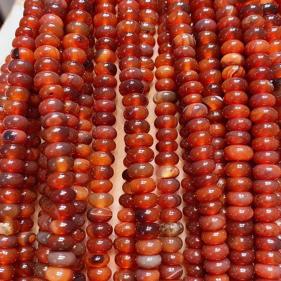 玛瑙/玉髓未镶嵌珠宝半成品红玛瑙算盘6mm一条