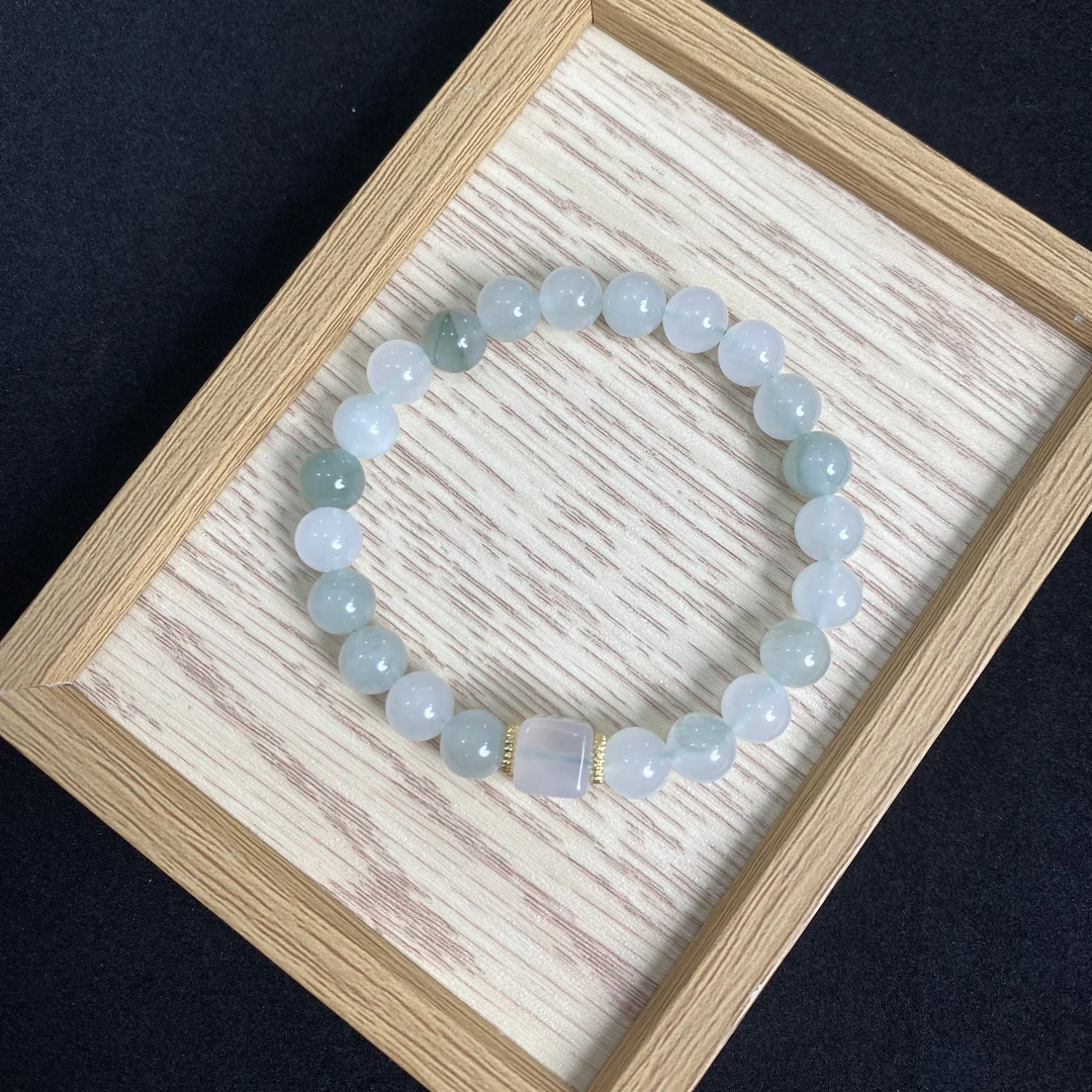 天山翠配玉髓方糖手串（多样性发一件）B-163