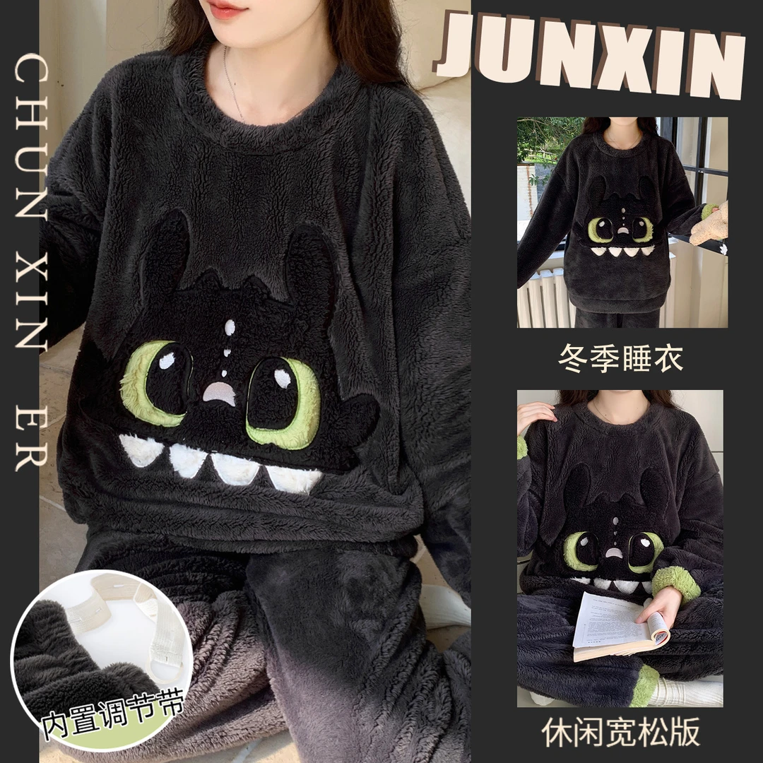 珊瑚绒秋冬睡衣女款爆款2025新款家居服法兰绒加绒加厚月子服套装