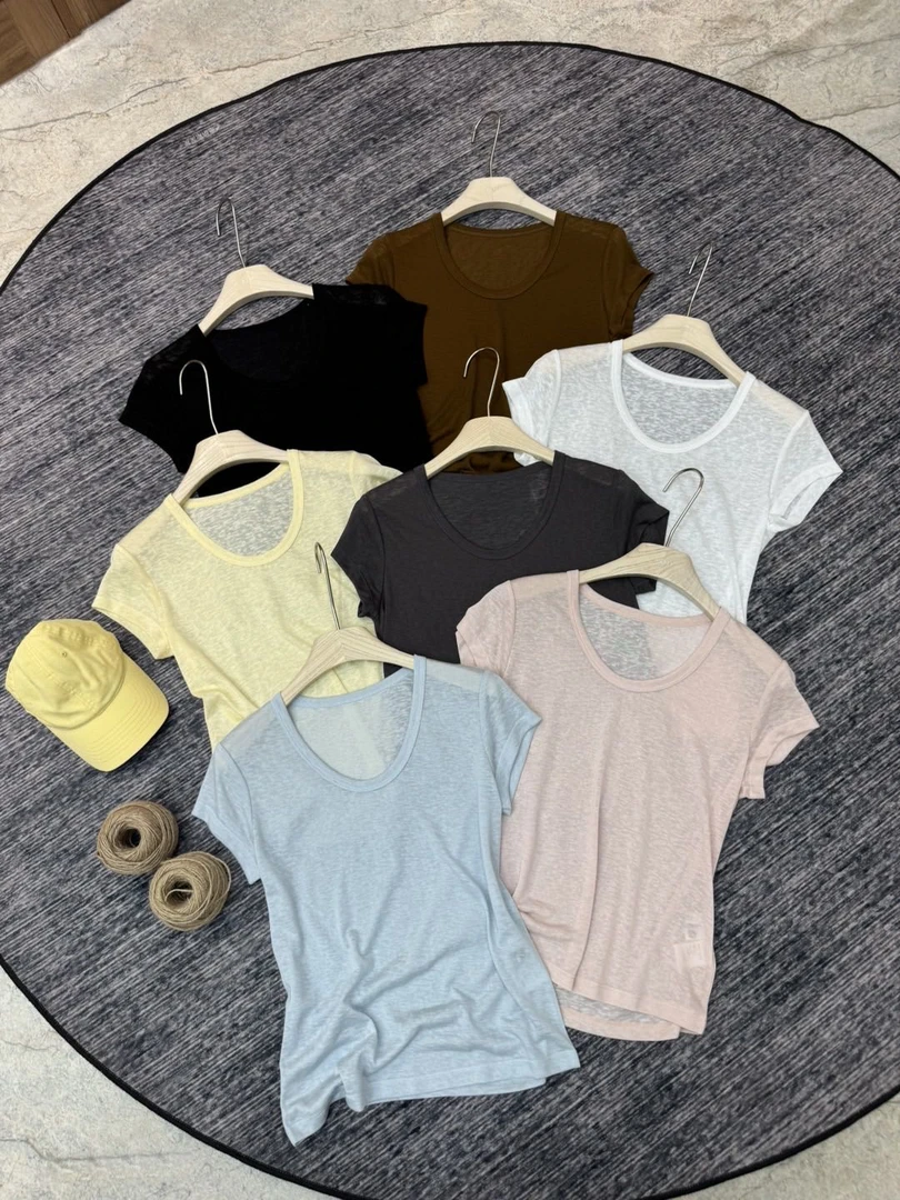 （小雨推荐）2025年夏时尚修身纯色气质百搭TT恤