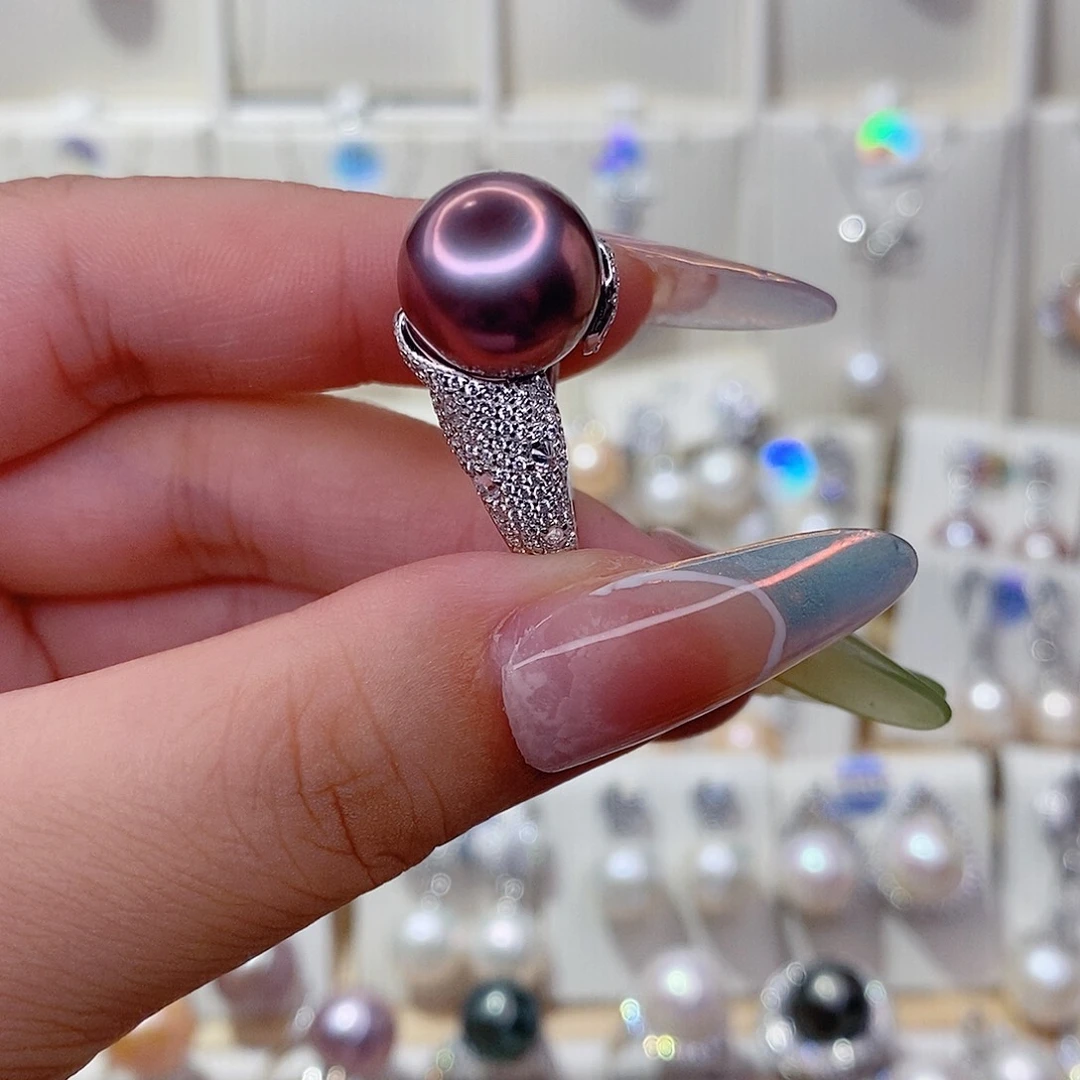 m***o戒指银S925镶嵌淡水珍珠