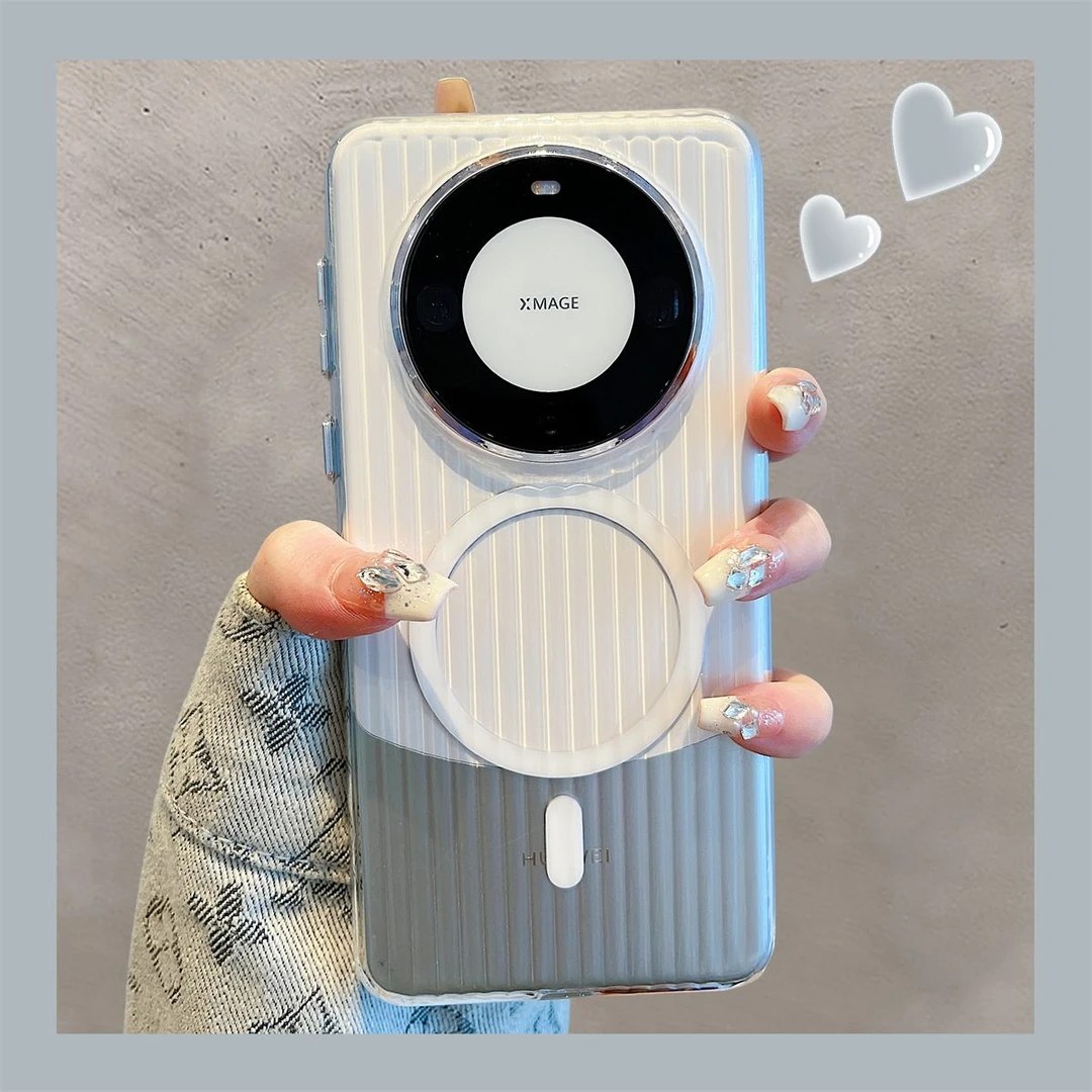 适用华为Mate70Pro手机壳磁吸瓦楞mate60pro简约p70透明磨砂