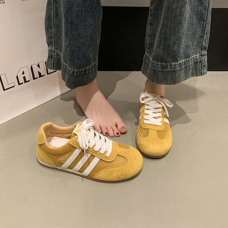 红色德训鞋女2025新款爆款夏季网面透气阿甘鞋子百搭运动休闲板鞋