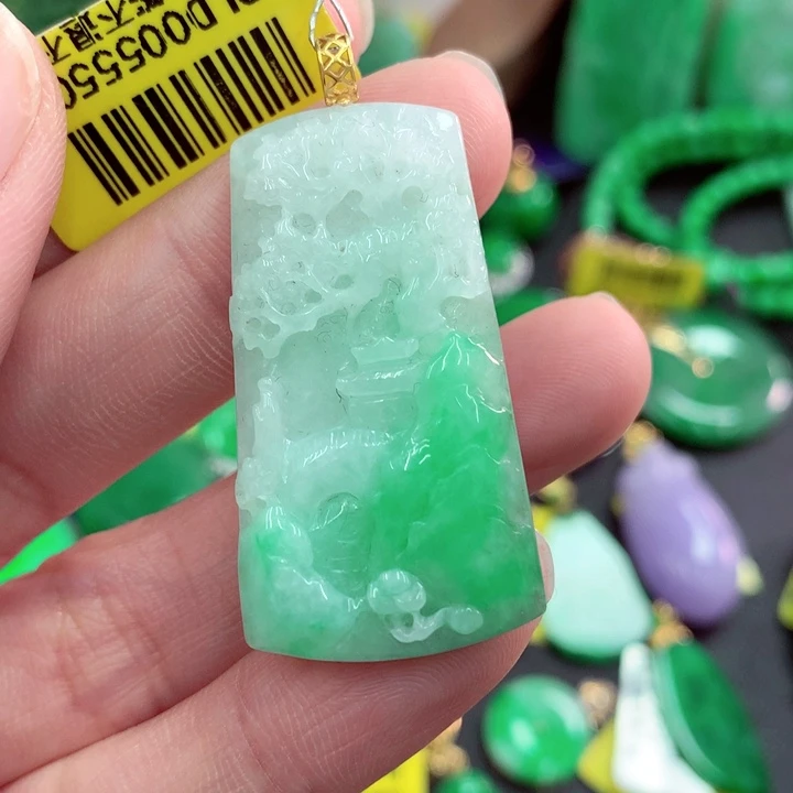 翡翠18K金镶嵌吊坠(不含链)