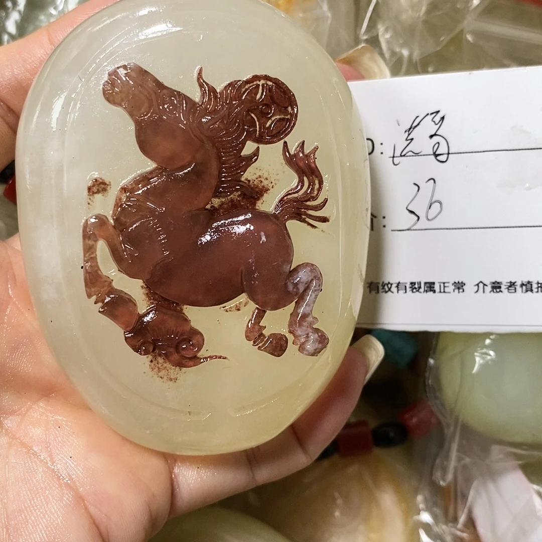 石材洪*古青石手把件