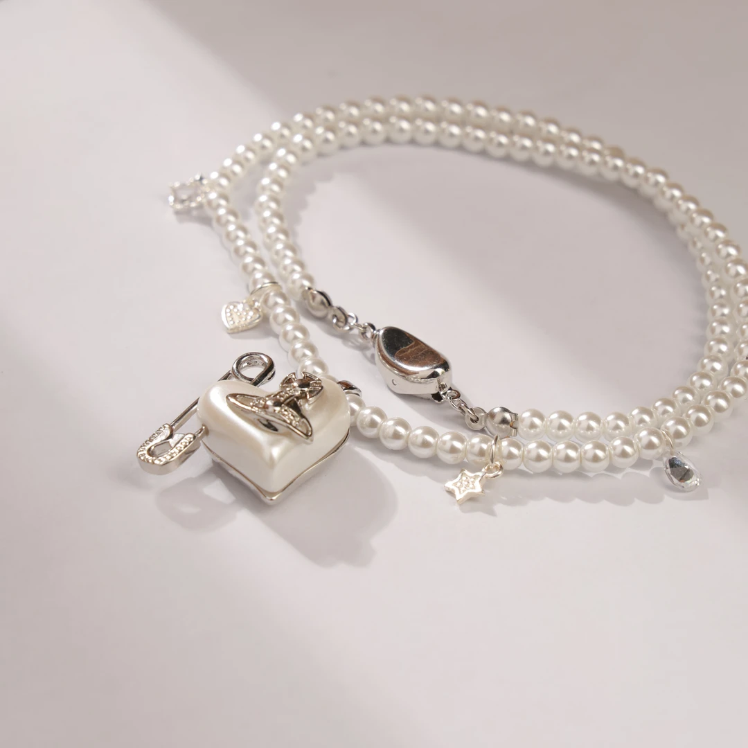 非金属仿珍珠项链 ONETOP禁锢心脏项链