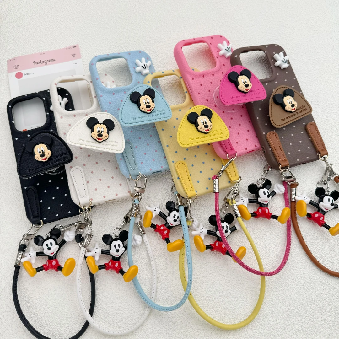 米奇烤漆挂件手拎绳适用苹果16Promax手机壳华为荣耀OPPOvivo小米