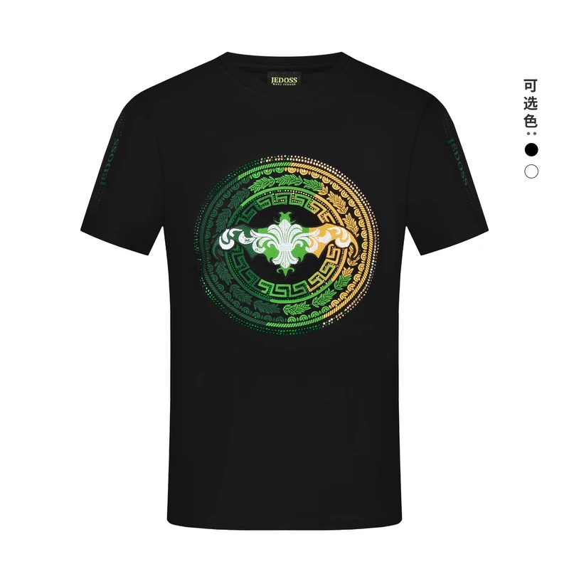 文化衫男士休闲运动JEDOSS/爵迪斯男装2025春季新款经典LOGOT恤潮
