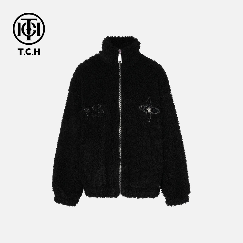 TCH【冬季保暖穿搭】冬款仿羊羔绒时尚立领毛毛外套女T72D056018