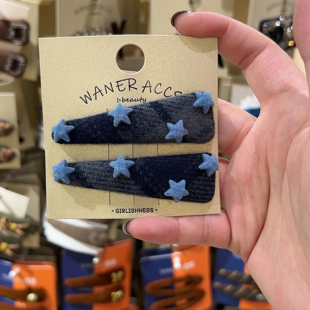 布艺非金属蓝色五角星拜拜夹