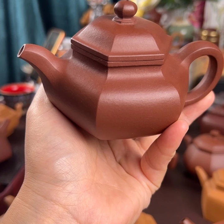 痞***虾茶壶紫砂紫泥六方仿古
