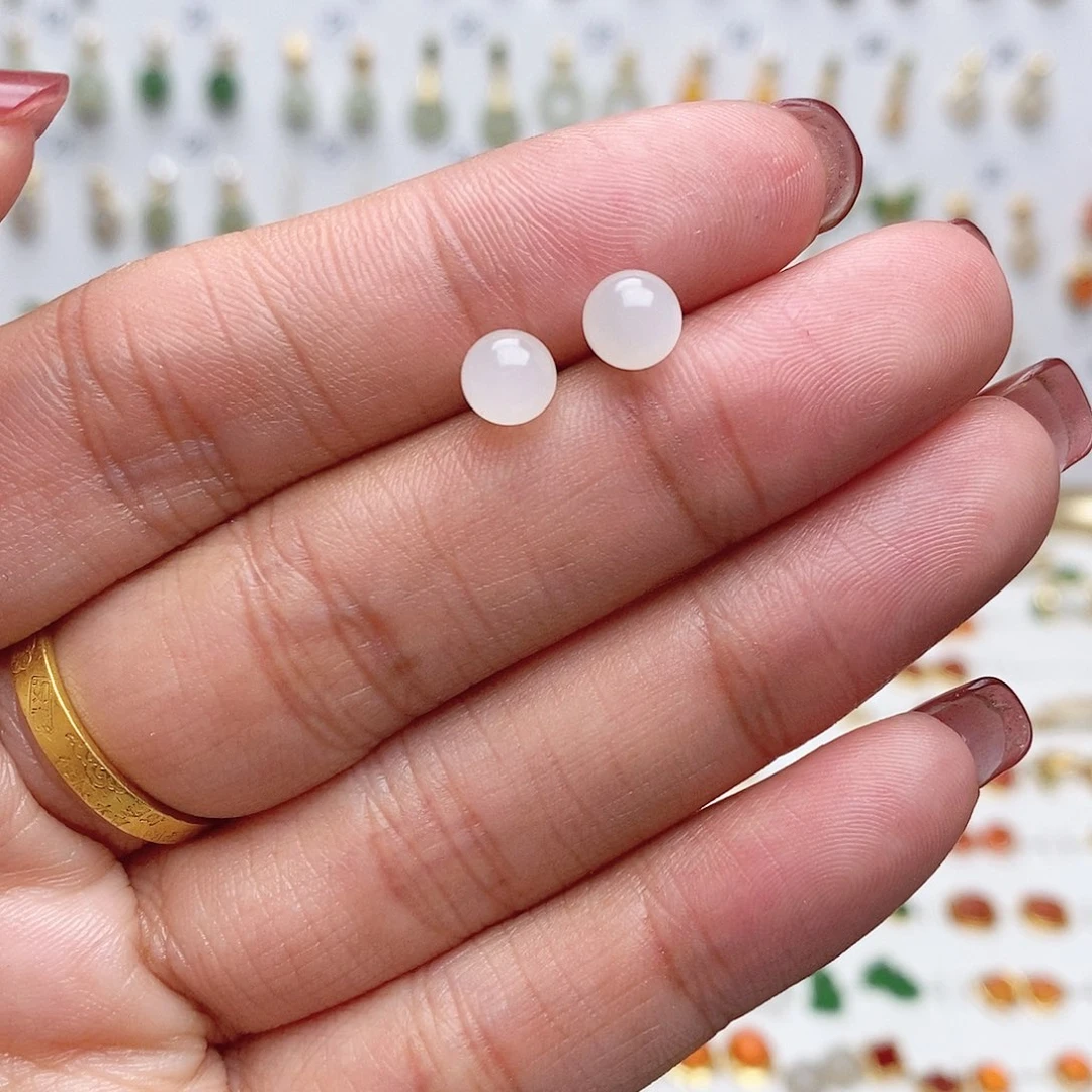 和田玉银S925镶嵌耳饰