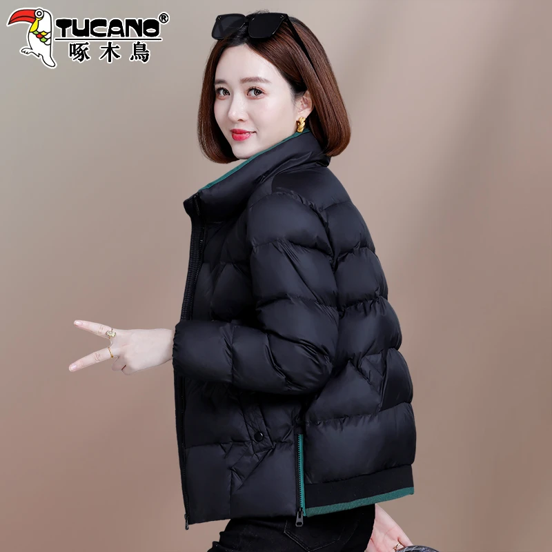 啄木鸟短款立领棉服女款冬季2025新款妈妈冬装棉衣小个子洋气棉袄