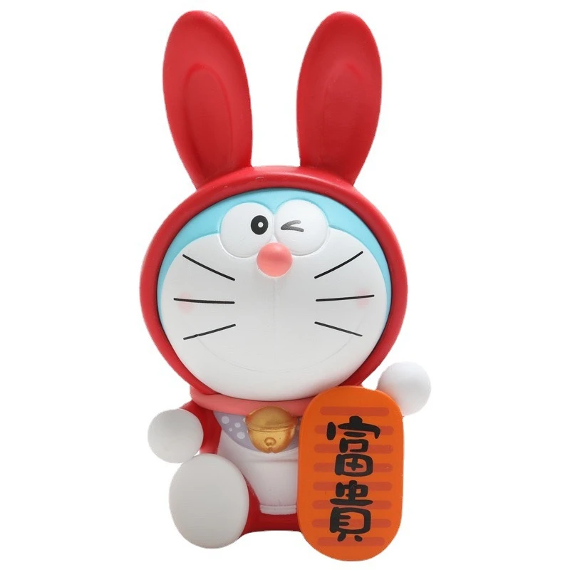 哆啦A梦 兔兔集福叮当猫手办盲盒 蓝胖子兔宝宝车载摆件公仔