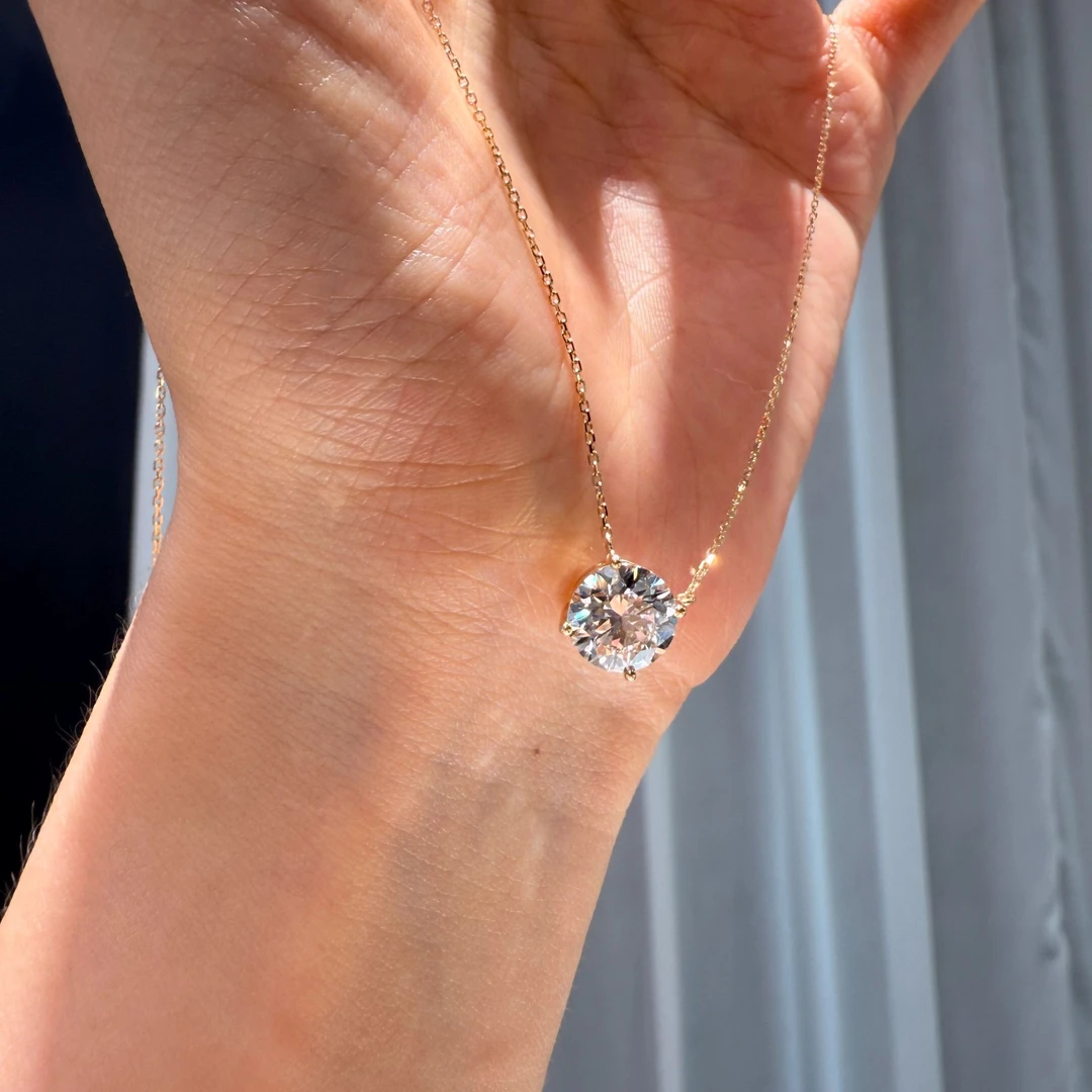 实验室培育钻石18K金培育钻两克拉四爪项链