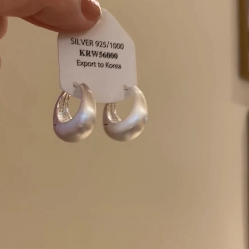 铜合金耳饰 高级感拉丝素圈耳环女轻奢小众设计感时尚百搭耳圈ins