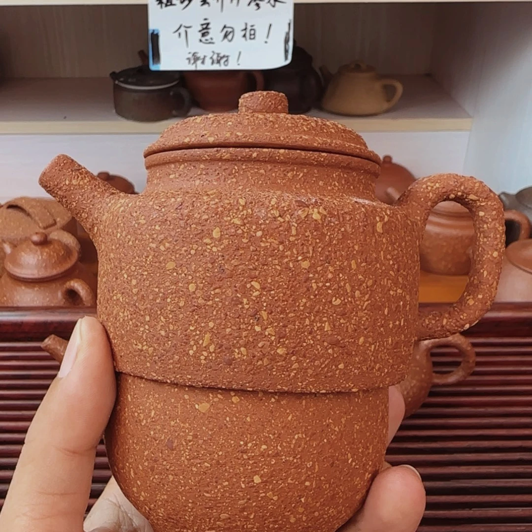 浑***在茶壶紫砂八目红降洗砂全手德钟230cc