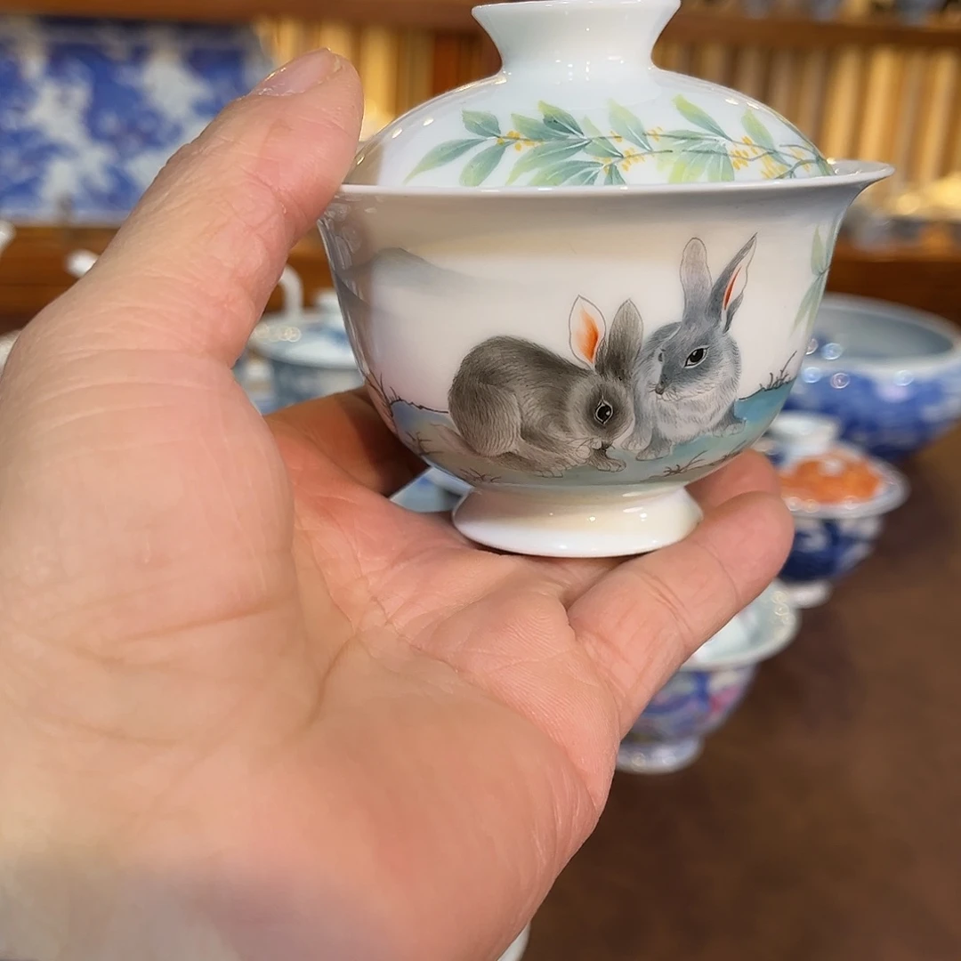 錡镇堂手工手绘盖碗