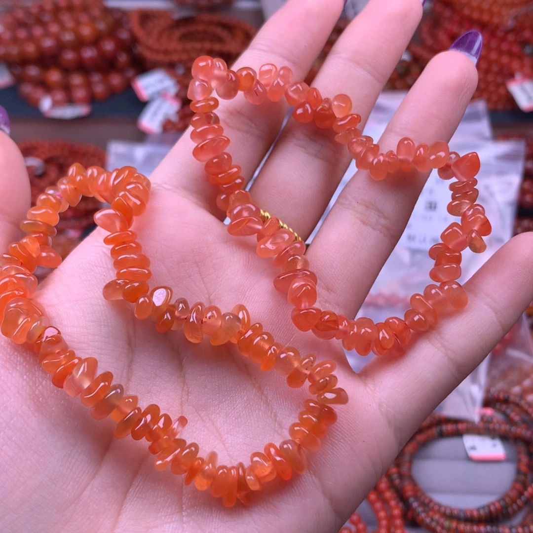 未镶嵌手链南红玛瑙21号冰红随型两条