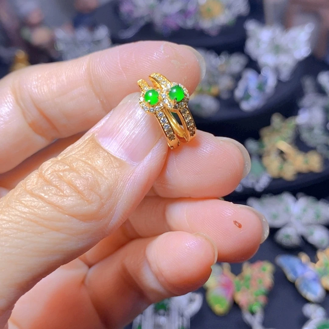 翡翠银S925镶嵌吊坠(不含链)天然翡翠