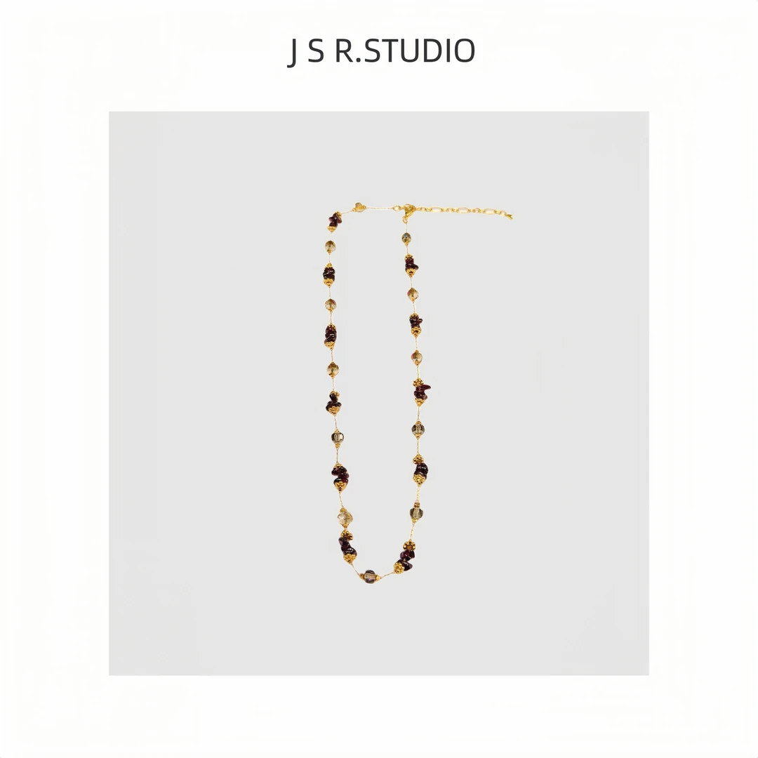 铜合金项链 JSR studio 法式高级感隔间气质轻奢小彩石项链