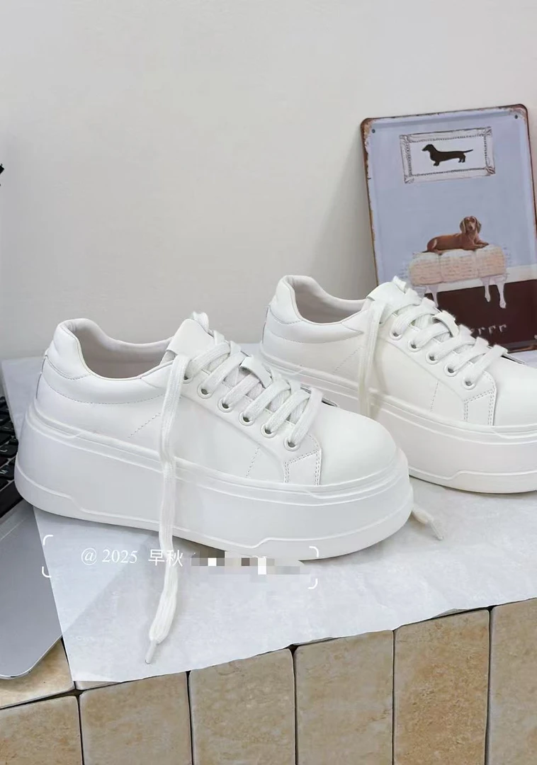 【钟吾女鞋】S-g 家13099  新款厚底真皮增高小白板鞋女