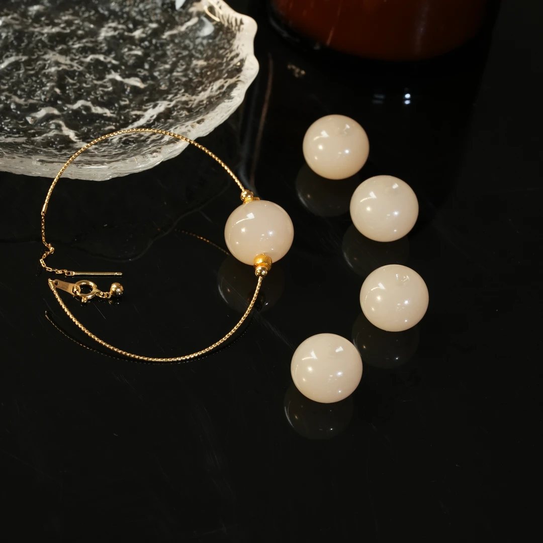 【东方十八岁】【芙蓉】和田玉藕粉18K金设计款手链多样性发其一