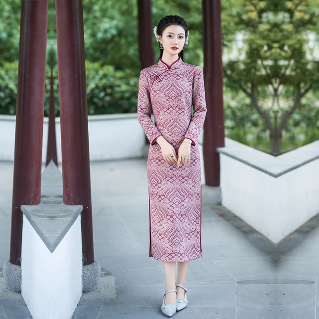 旗袍2025年秋冬季新款中年女妈妈婚宴敬酒服保暖长袖外套高贵洋气