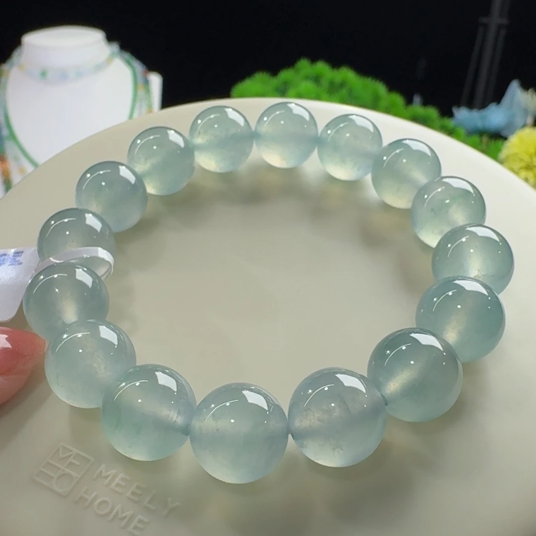 未镶嵌手链翡翠高冰晴蓝单圈卡12.3mm