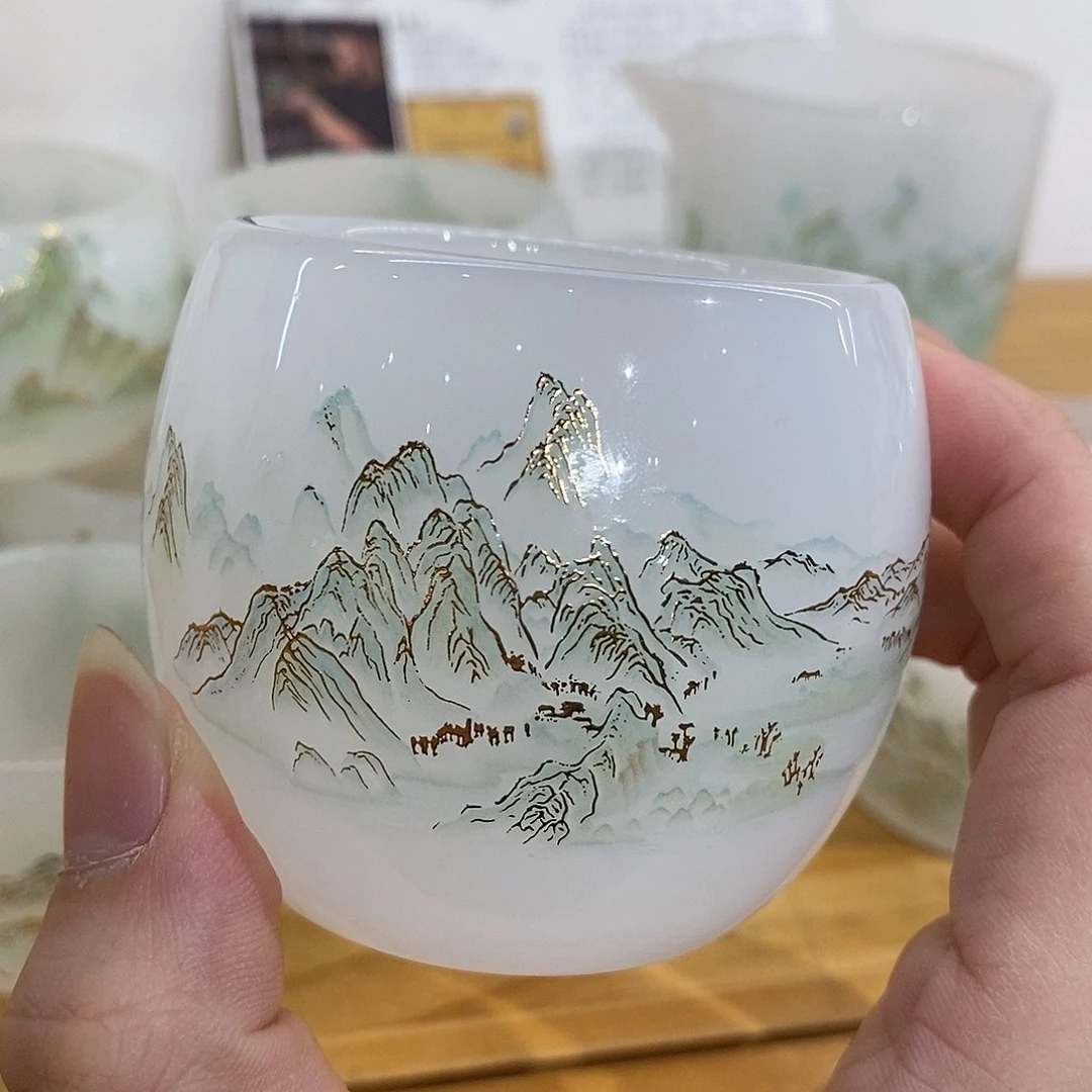 手工艺品琉璃千里江山主人杯