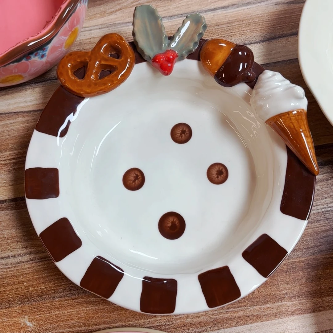 白瓷曲奇饼干八寸反口盘