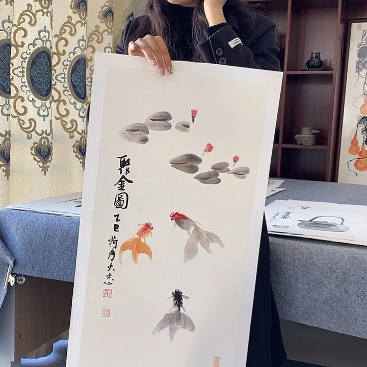 国画纯手绘国画写意作品34*68