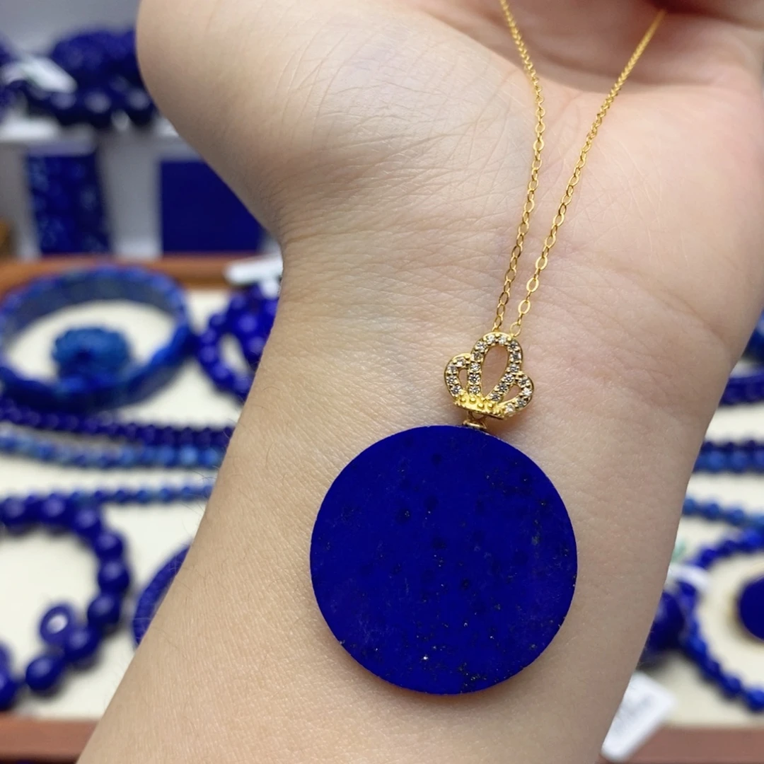 青金石银S925镀金镶嵌颈饰