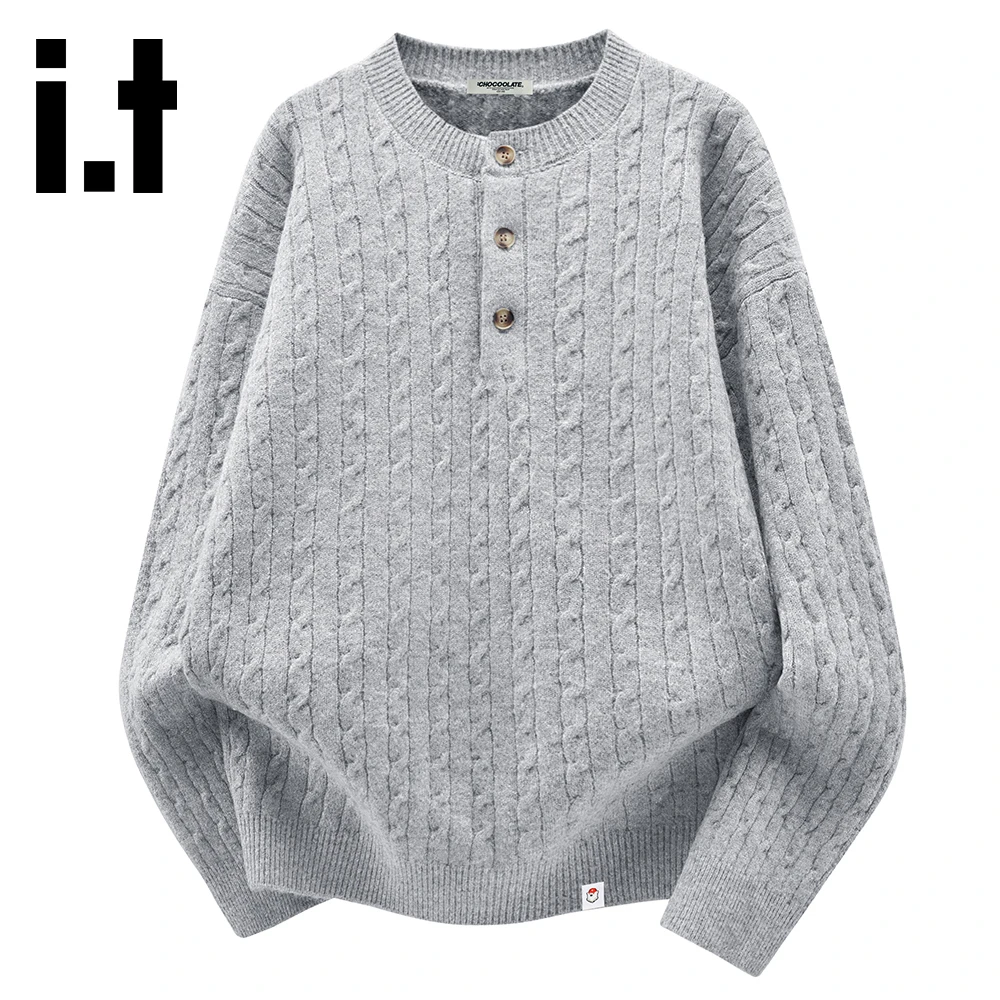 it:CHOCOOLATE老钱风针织套头毛衣男秋冬保暖休闲打底衫上衣外套