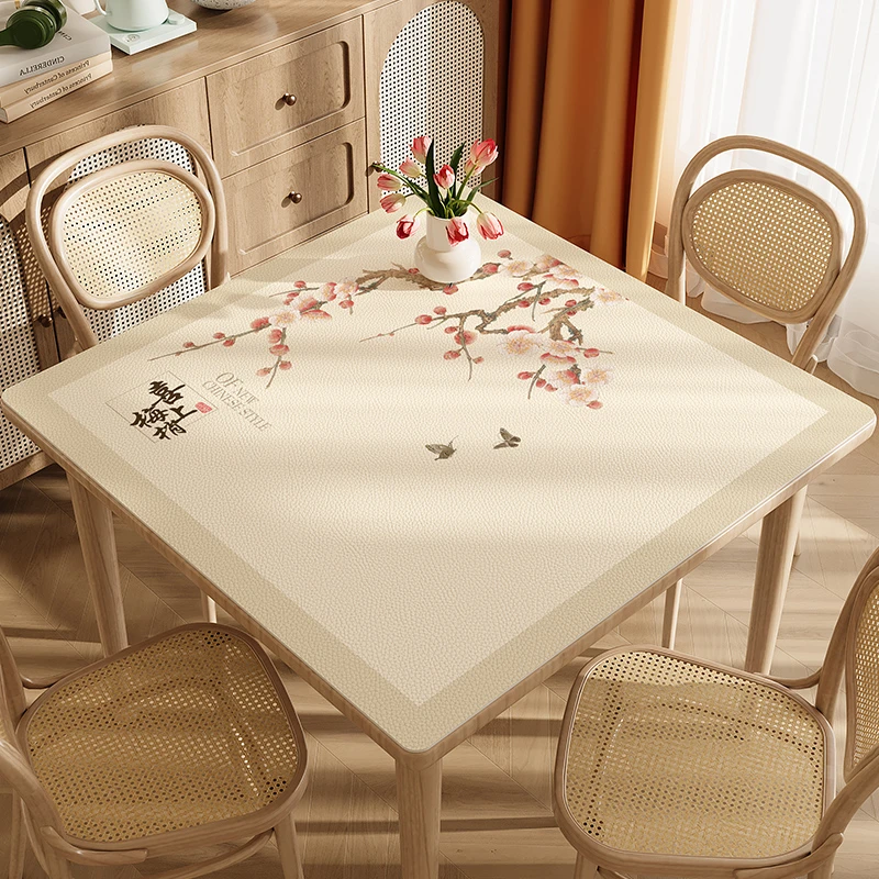 新中式正方形桌布防水防油防烫免洗八仙桌桌面垫方桌垫桌面保护垫