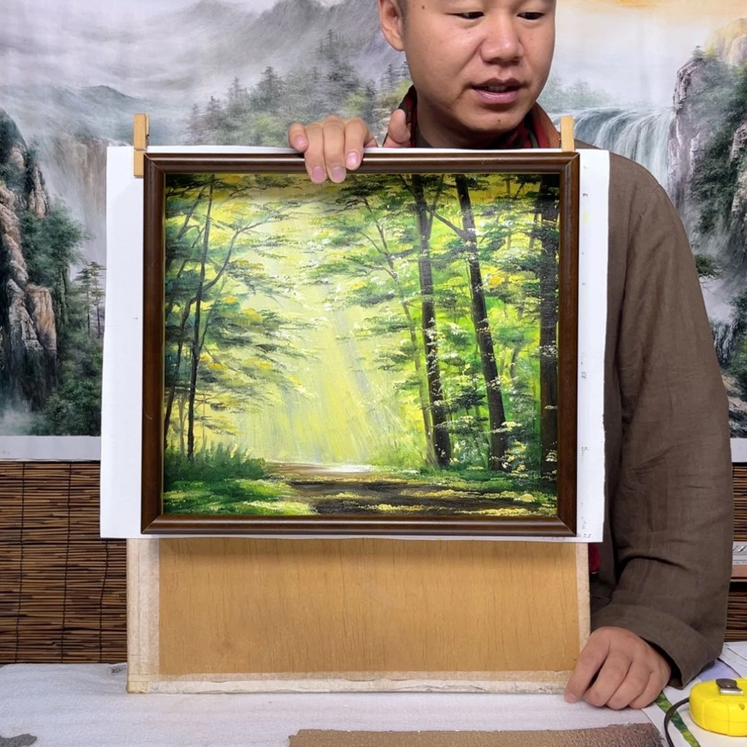油画行路人小院绘画作品竞拍